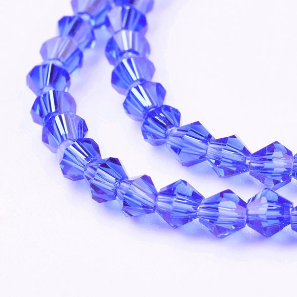 Premium Blue Crystal Bicone Bead Strand – 4mm  | Jewellery Making