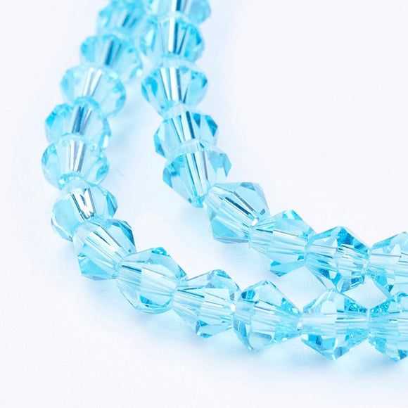 Premium Sky Blue Crystal Bicone Bead Strand – 4mm  | Jewellery Making