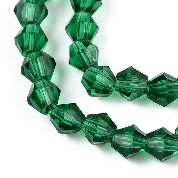 Premium Green Crystal Bicone Bead Strand – 4mm  | Jewellery Making