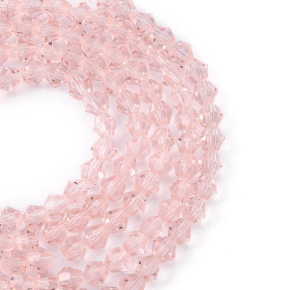Premium Light Pink Crystal Bicone Bead Strand – 4mm  | Jewellery Making