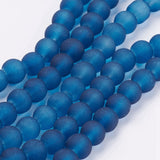 Marine Blue Frosted 6mm Glass Beads