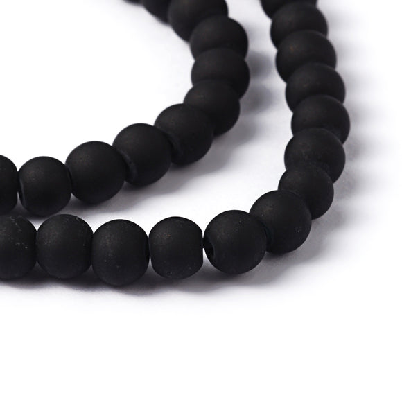 Black Frosted 6mm Beads