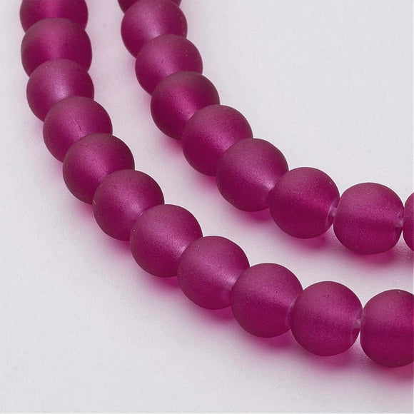Rose Pink Pink Frosted 6mm Glass Beads