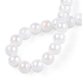 Electroplate Transparent White Glass Beads Strands, AB Color Plated, 6mm 