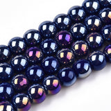 Electroplate Transparent Blue/Gray Glass Beads Strands, AB Color Plated, 6mm