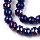 Electroplate Transparent Blue/Gray Glass Beads Strands, AB Color Plated, 6mm