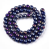 Electroplate Transparent Blue/Gray Glass Beads Strands, AB Color Plated, 6mm