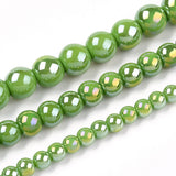 Electroplate Transparent Lime Green and Blue Glass Beads Strands, AB Color Plated, 6mm 