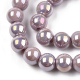 Electroplate Transparent Deep Lilac Glass Beads Strands, AB Color Plated, 6mm 