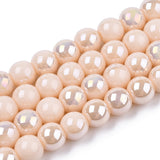 Electroplate Transparent Peach Puff Glass Beads Strands, AB Color Plated, 6mm (Copy)