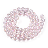 Electroplate Transparent Light Green Glass Beads Strands, AB Color Plated, 8mm 