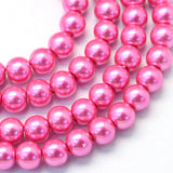 3mm Hot Pink Glass Pearl Beads