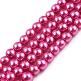 4mm Shocking Pink Glass Pearl Bead Strand 