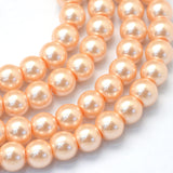 4mm Light Salmon Glass Pearl Bead Strand 