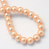 4mm Light Salmon Glass Pearl Bead Strand 