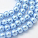 4mm Sky Blue Glass Pearl Bead Strand 