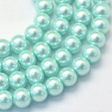 4mm Aquamarine Glass Pearl Bead Strand 