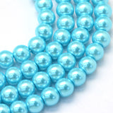 4mm Cyan Glass Pearl Bead Strand 