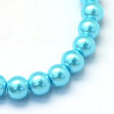4mm Cyan Glass Pearl Bead Strand 