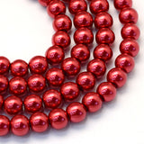 4mm Firebrick Red Glass Pearl Bead Strand 