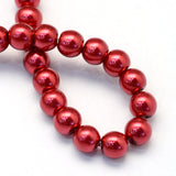 4mm Firebrick Red Glass Pearl Bead Strand 