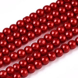 4mm Crimson Red Glass Pearl Bead Strand 
