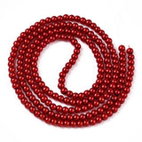 4mm Crimson Red Glass Pearl Bead Strand 