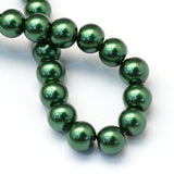 4mm Dark Green Glass Pearl Bead Strand