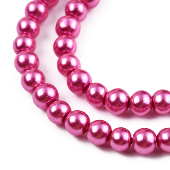 Pink Glass Pearl Beads 6mm (pack of 50)