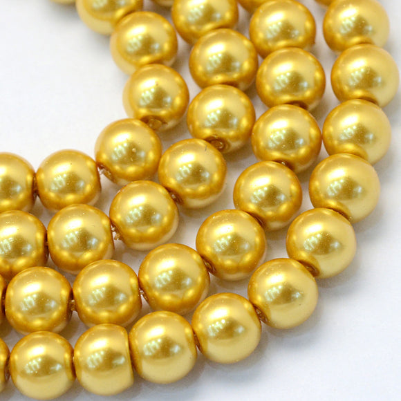 Gold Glass Pearl Beads 6mm (pack of 50)