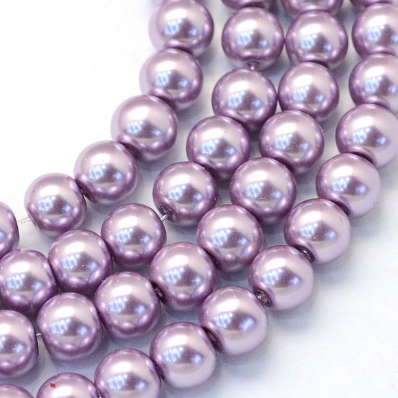 Mauve Glass Pearl Beads 6mm (pack of 50)