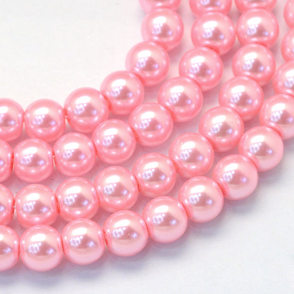 Baby Pink Glass Pearl Beads 6mm (pack of 50)