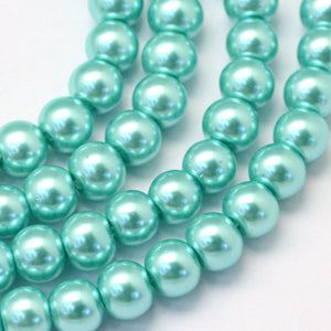 Pale Turquoise Glass Pearl Beads 6mm (pack of 50)