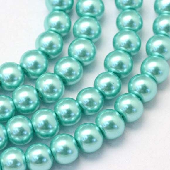 Pale Turquoise Glass Pearl Beads 6mm (pack of 50)
