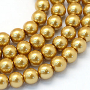 Gold 8mm Glass Pearl Beads 8mm (pack of 25)