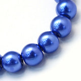 Blue 8mm Glass Pearl Beads 8mm (pack of 25)