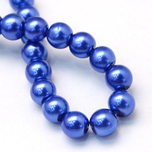 Blue 8mm Glass Pearl Beads 8mm (pack of 25)