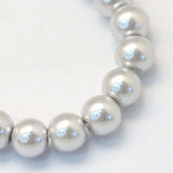Light Silver 8mm Glass Pearl Beads 8mm (pack of 25)