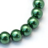 Green 8mm Glass Pearl Beads 8mm (pack of 25)