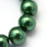 Green 8mm Glass Pearl Beads 8mm (pack of 25)