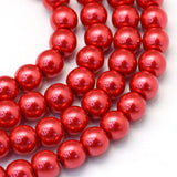 Red 8mm Glass Pearl Beads 8mm (pack of 25)