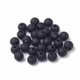 Black Opaque Acrylic Beads. Frosted. Black. 8mm