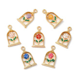 Gold Rose Enamel Flower Charms