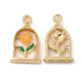 Gold Rose Enamel Flower Charms