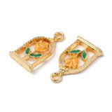 Gold Rose Enamel Flower Charms