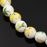 Ceramic Yellow and Purple Floral Beads 10mm