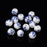 Ceramic Blue Floral Beads 10mm