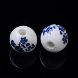 Ceramic Blue Floral Beads 10mm