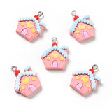 Christmas House Resin Pendants with Silver Loop