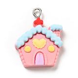 Christmas House Resin Pendants with Silver Loop